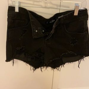 Hollister, black denim shorts, size 28